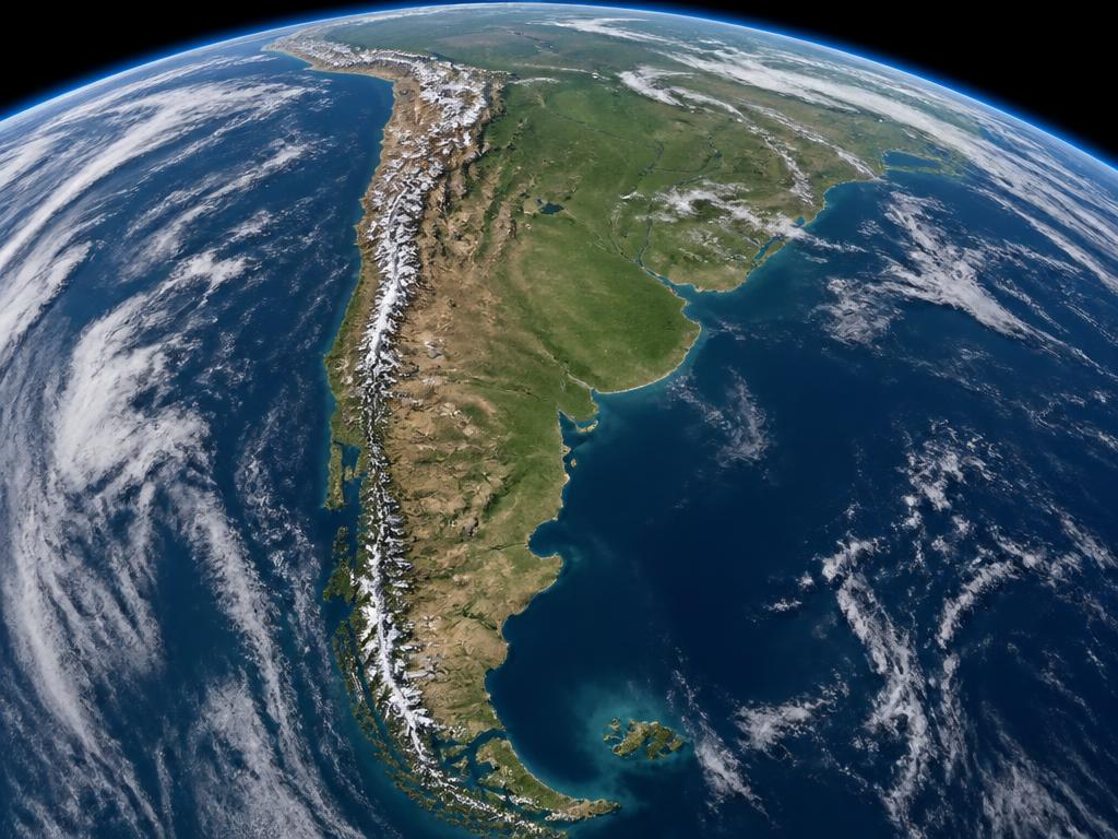 Vista satelital de Argentina